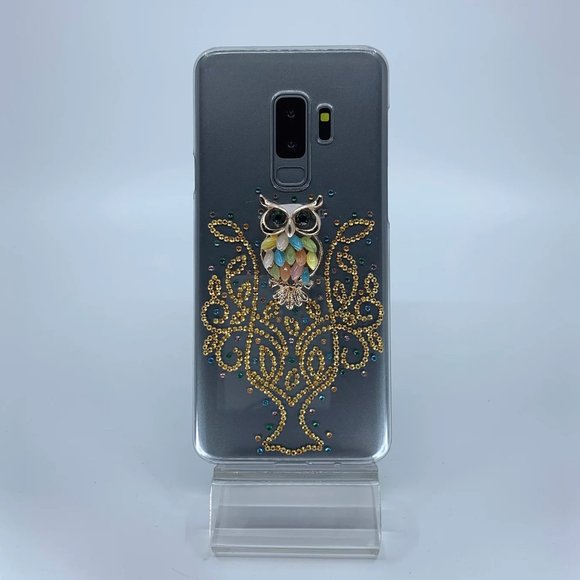 Galaxy S9 Plus case. PC material. Handmade. Gold, pink, blue, green rhinestones - Picture 1 of 1